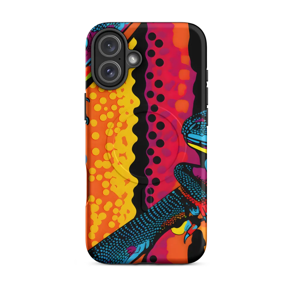 Colorful Encounters: The Playful Geckos | Phone Case |  16 Plus | MagSafe® Tough Case | Matte