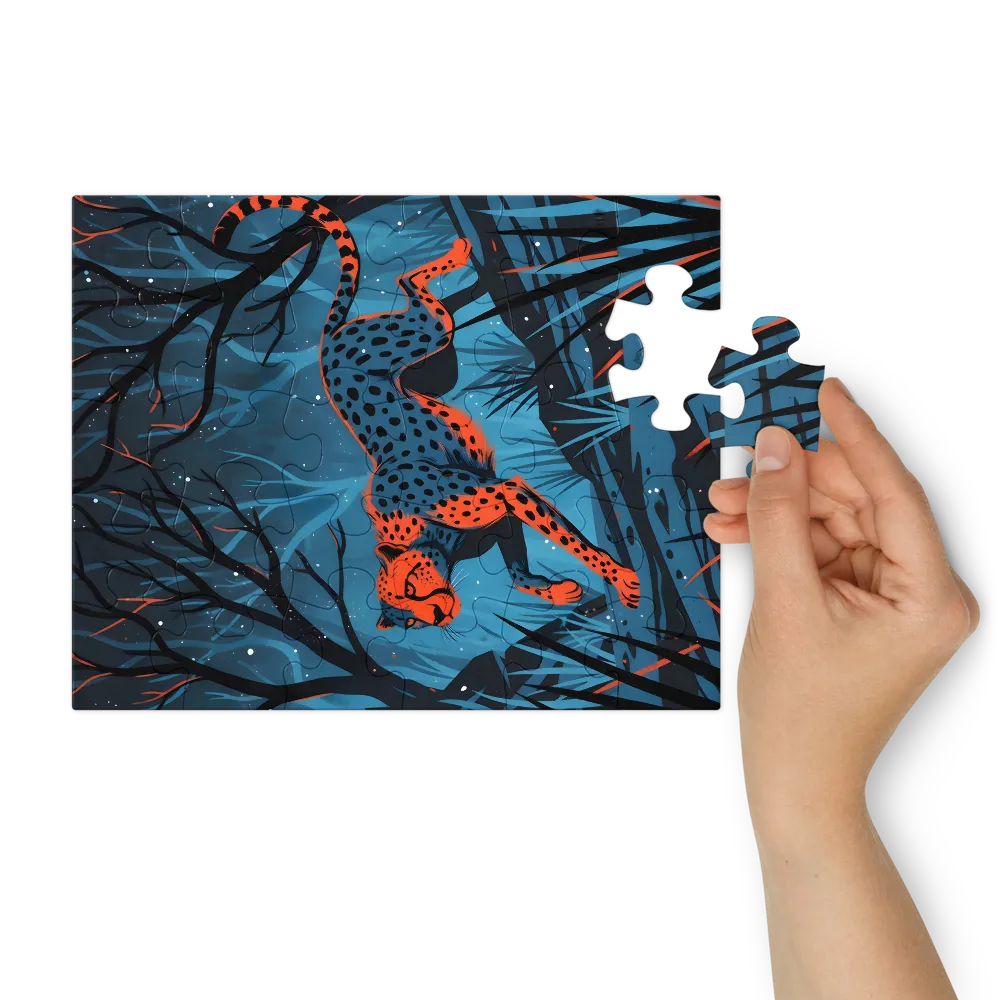 Midnight Cheetah 
 Jigsaw Puzzle in Tin Box