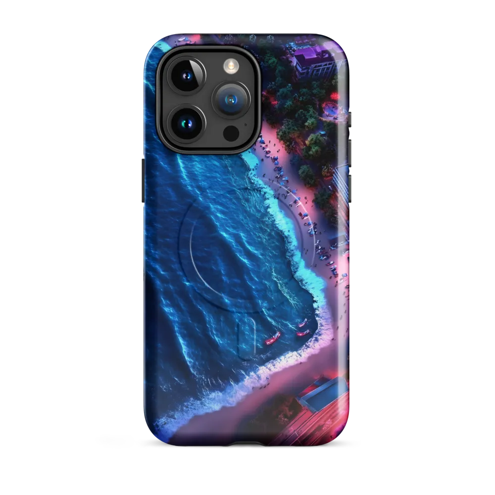 Twilight Reflections: A Serene Beach Aerial | Phone Case |  15 Pro Max | MagSafe® Tough Case | Glossy