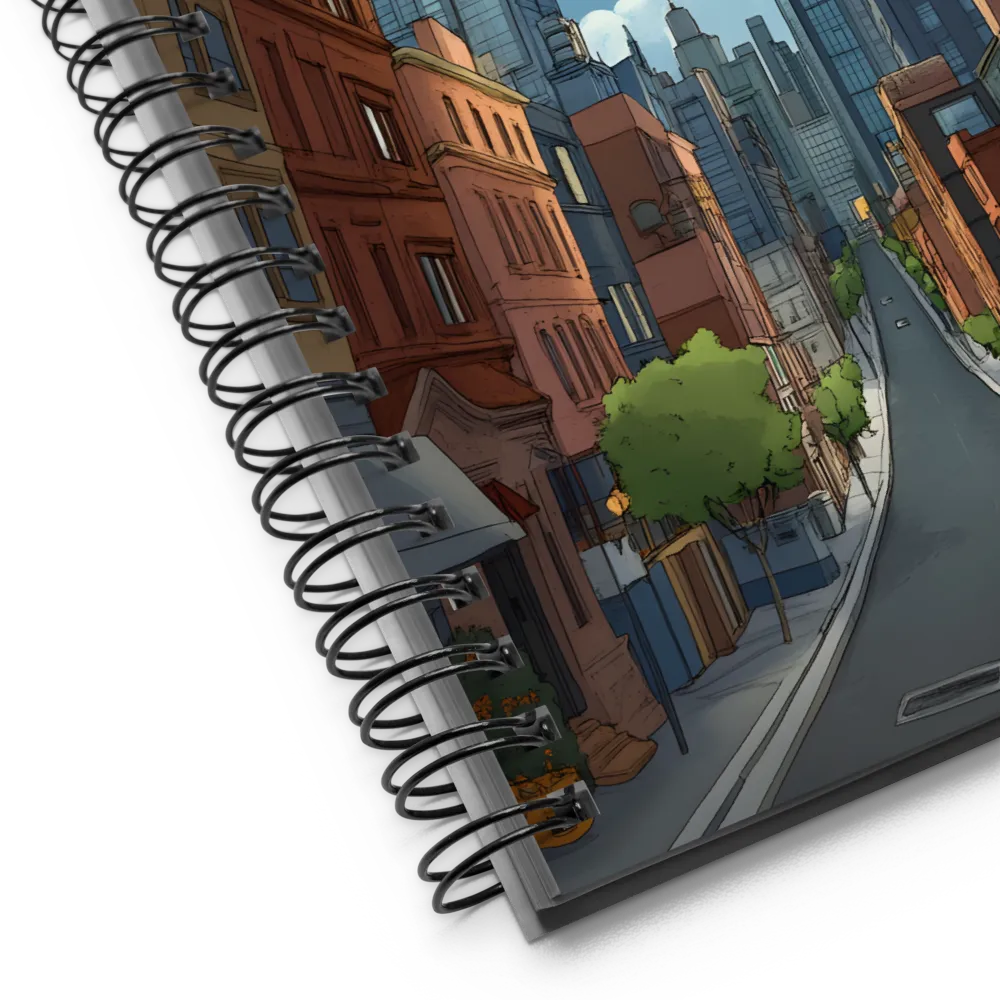 Urban Serenity: A Digital Cityscape | Spiral Notebook