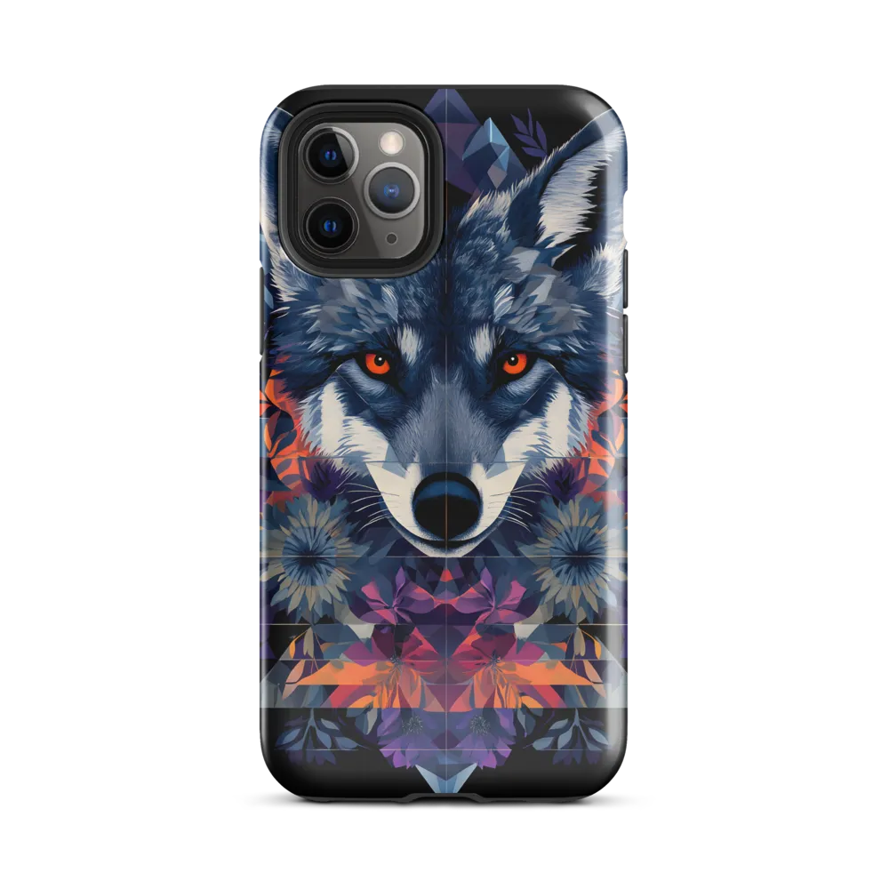 Mystical Wolf Amidst Floral Geometry