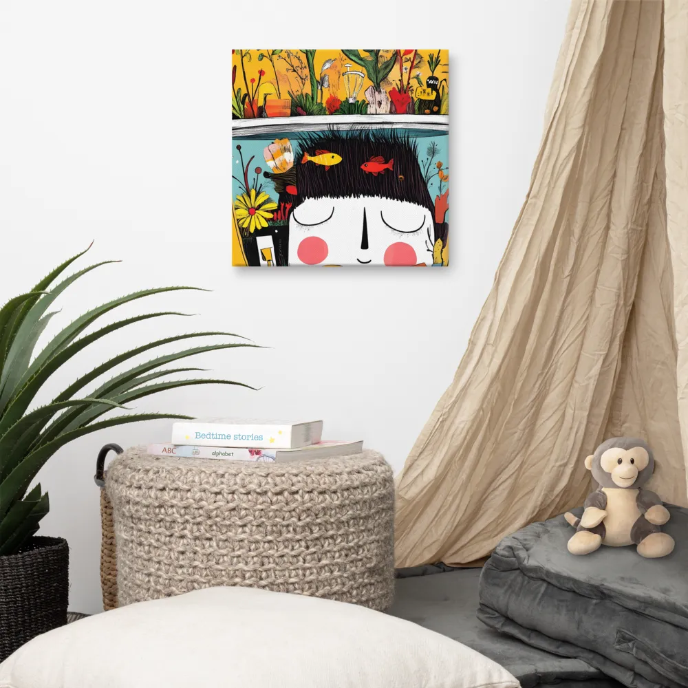Whimsical Garden Head | Canvas | 16″×16″