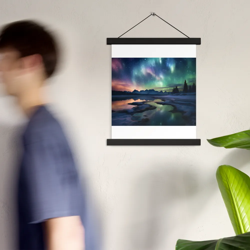 Ethereal Aurora: A Night Under the Stars | Poster With Black Wood Hanger | 11″×14″