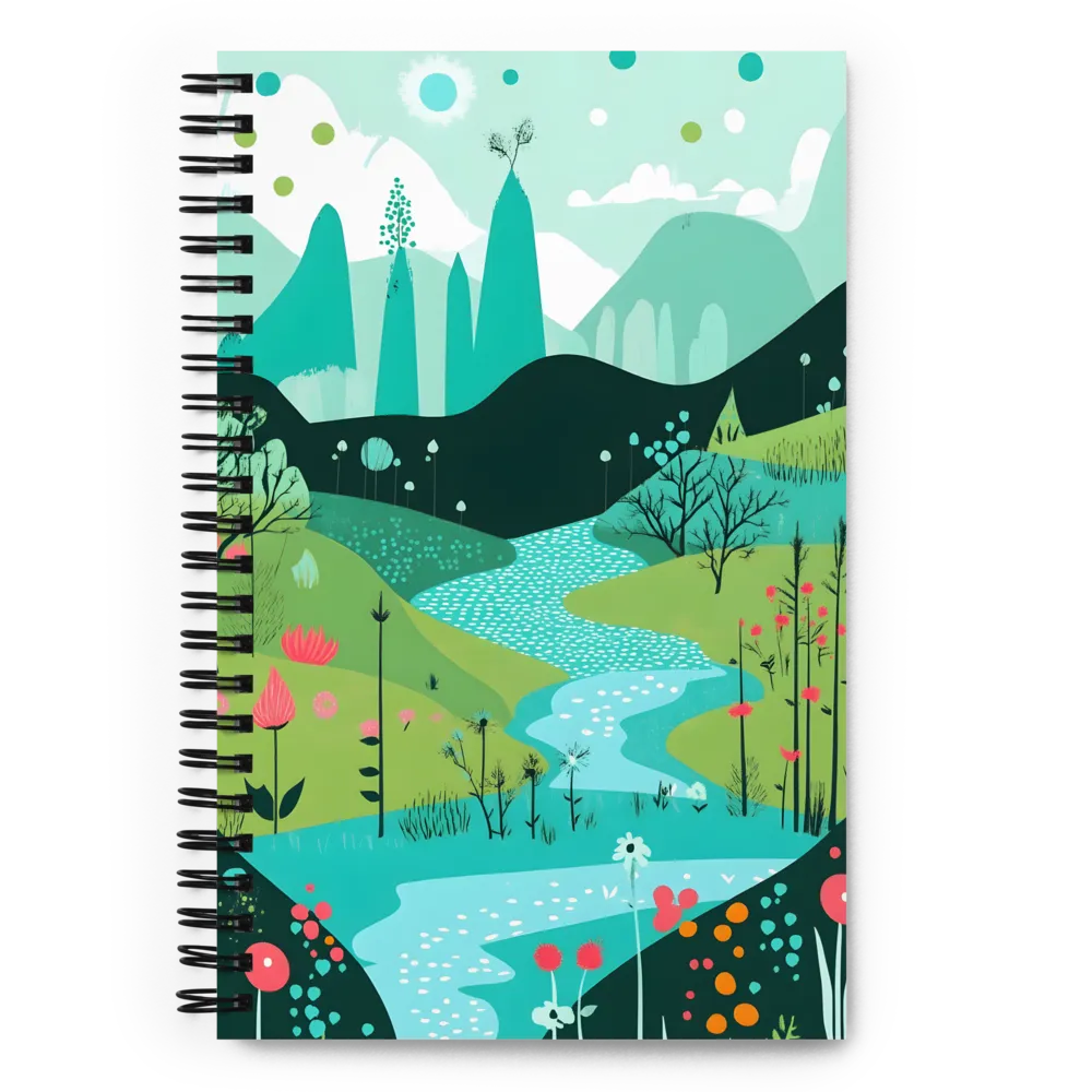 Whimsical River in a Lush Landscape | Spiral Notebook