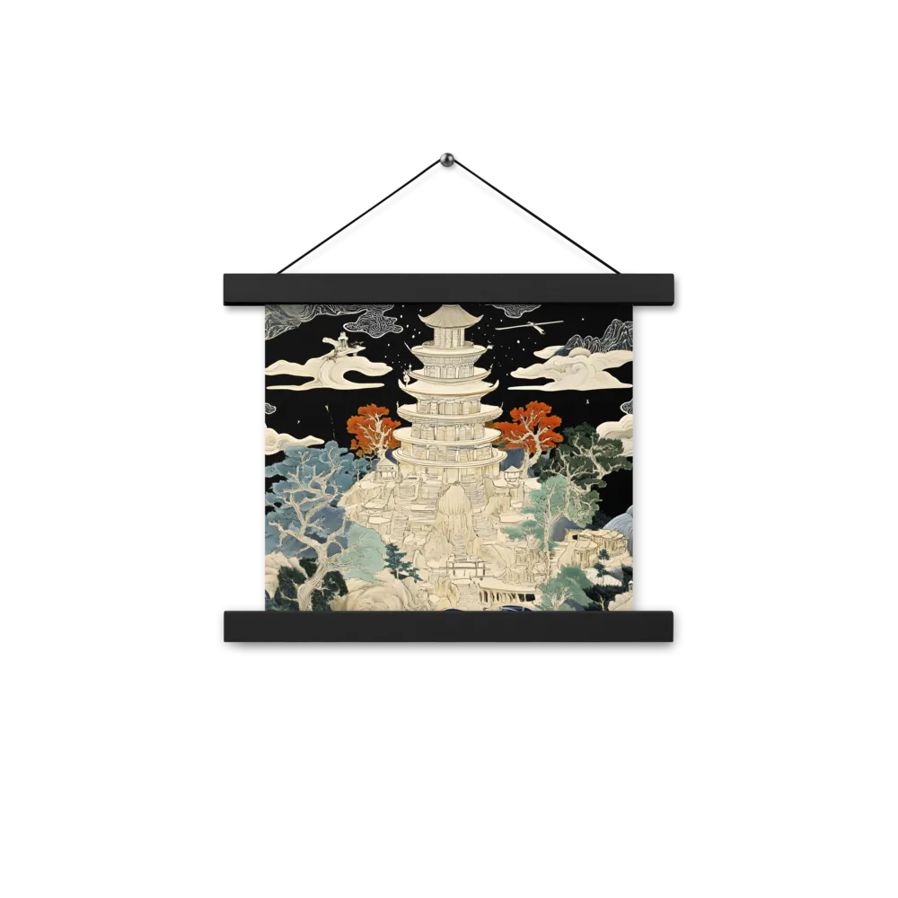 Whispers of the Pagoda | Poster With Black Wood Hanger | 10″×10″