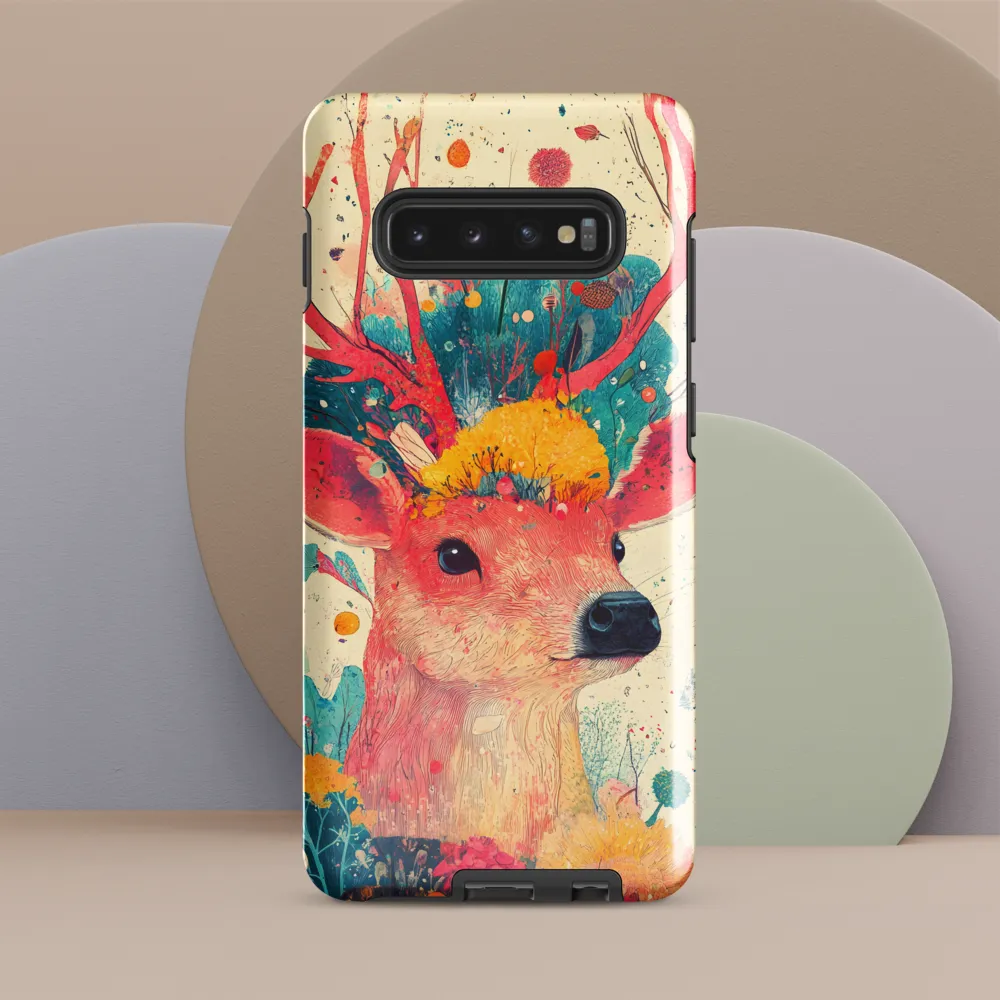 Whimsical Harmony: A Deer in Bloom | Phone Case |  S10 Plus | Tough Case | Glossy