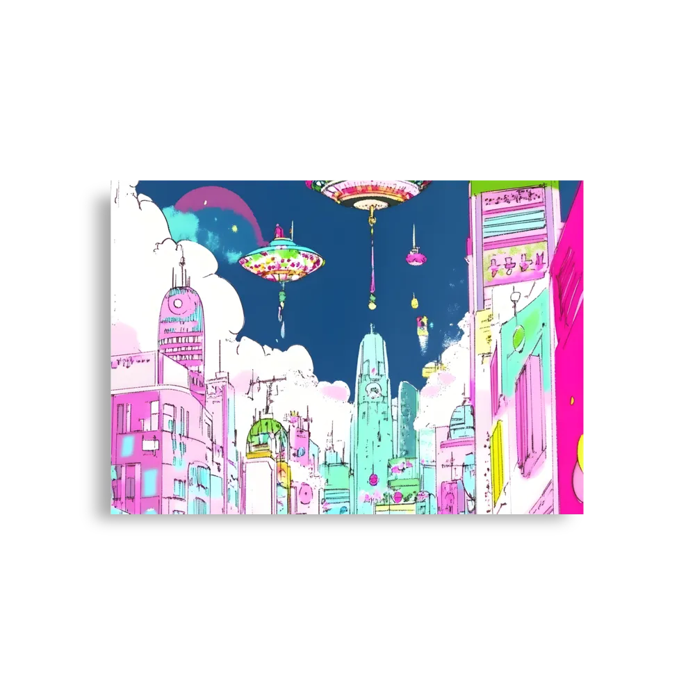 Futuristic Cityscape with Floating Structures | Poster | A1 (23.3″×33.1″)