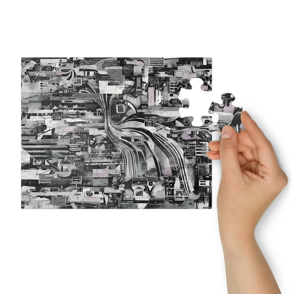 Monochrome City Collage 
 Jigsaw Puzzle in Tin Box