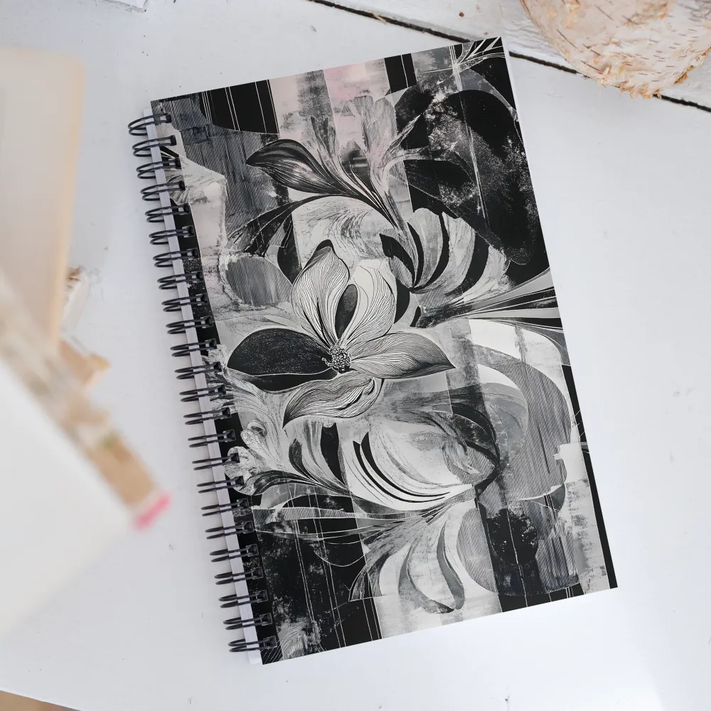 Floral Fusion in Monochrome | Spiral Notebook