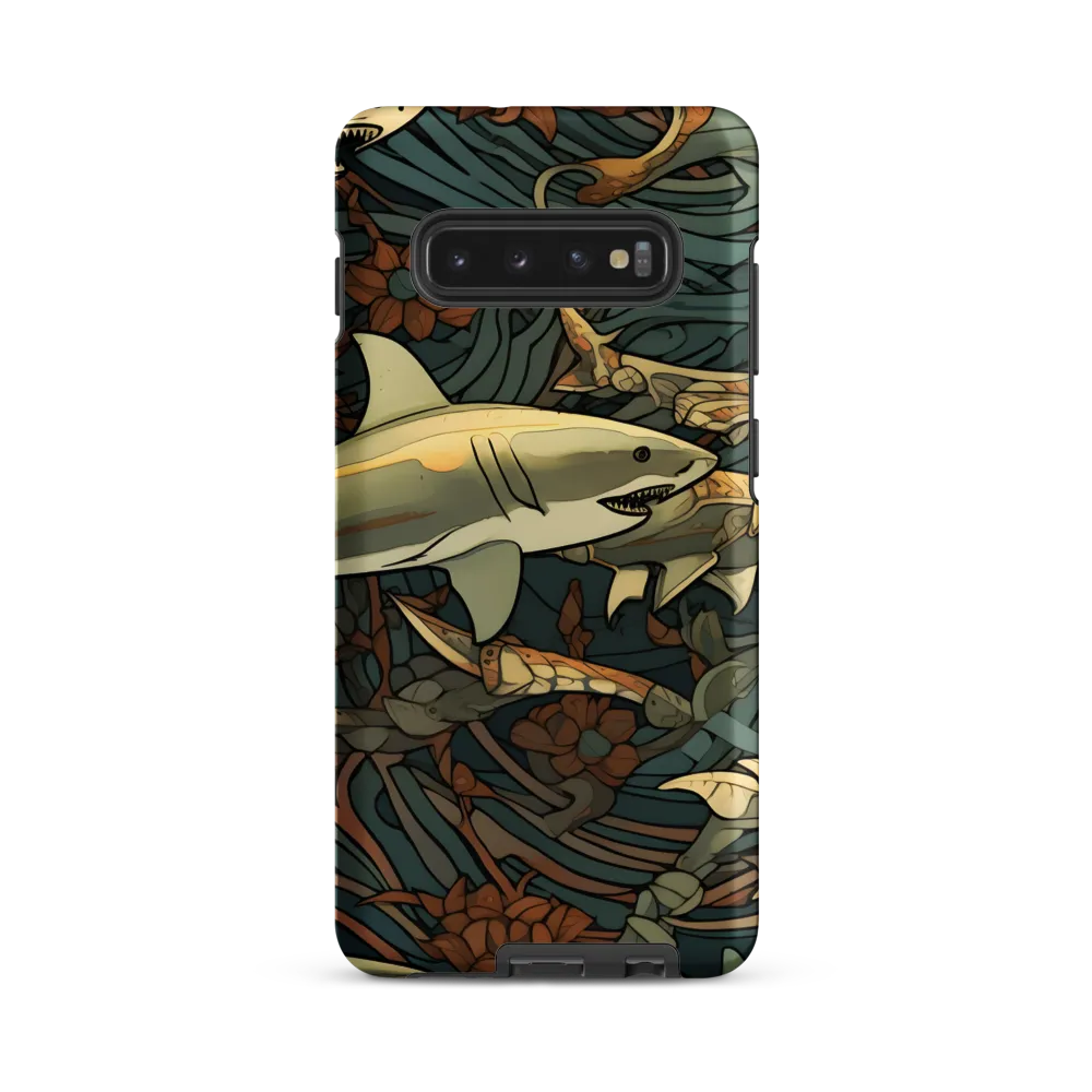 Dynamic Harmony of Sharks and Flora | Phone Case |  S10 Plus | Tough Case | Matte