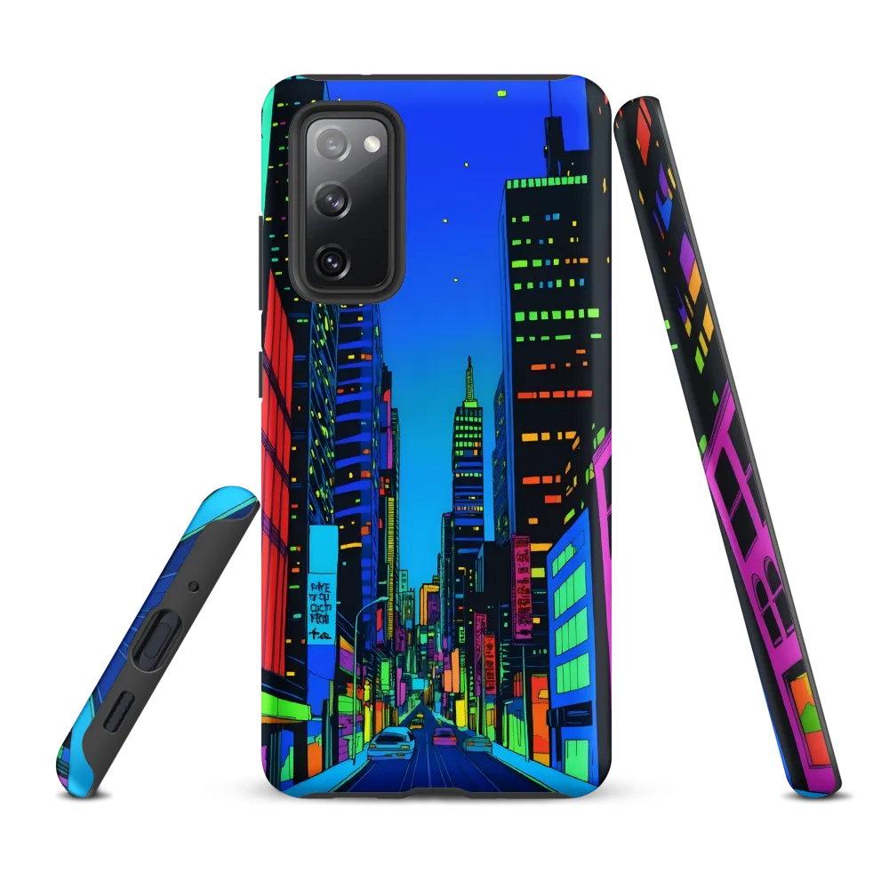 Neon Dreamscape: A Futuristic City at Dusk | Phone Case |  S20 FE | Tough Case | Matte