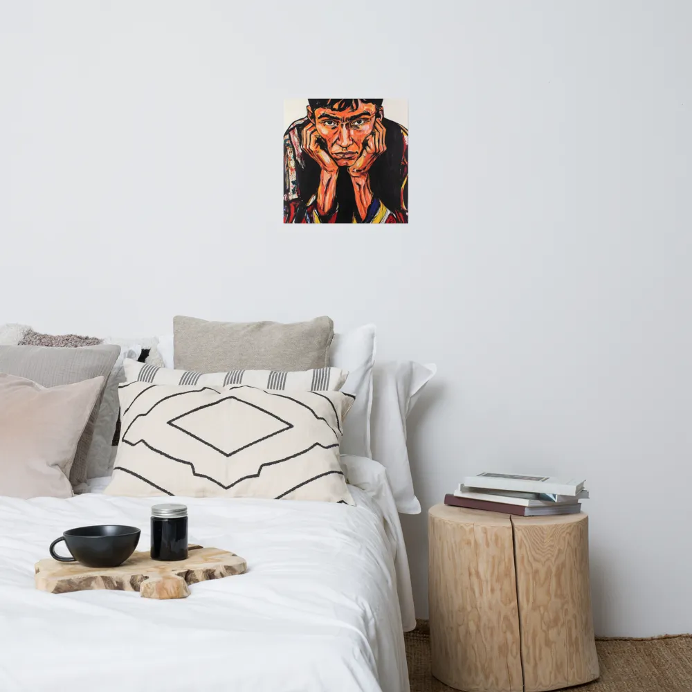 Contemplative Intensity: An Expressionist Portrait | Poster | 18″×18″