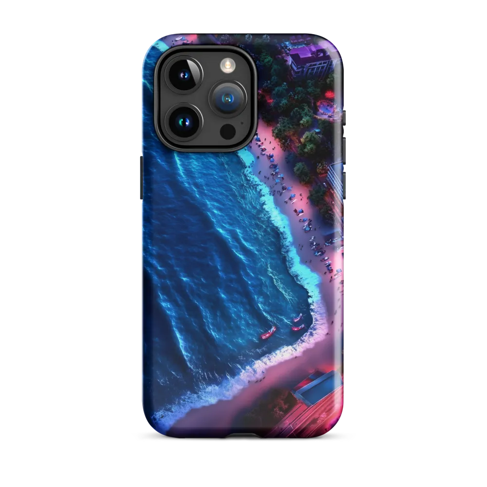Twilight Reflections: A Serene Beach Aerial | Phone Case |  15 Pro Max | Tough Case | Glossy