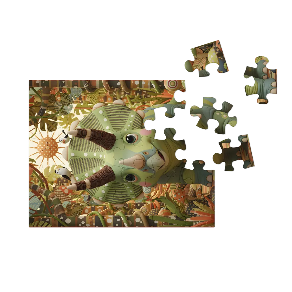 Playful Triceratops 
 Jigsaw Puzzle in Tin Box