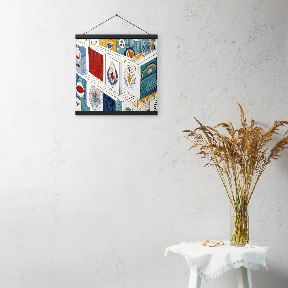 Symphony of Geometric Harmony | Poster With Black Wood Hanger | 16″×16″