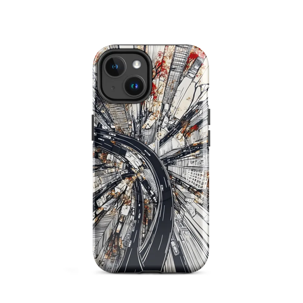 Urban Symphony: Aerial View of Life | Phone Case |  14 | MagSafe® Tough Case | Glossy
