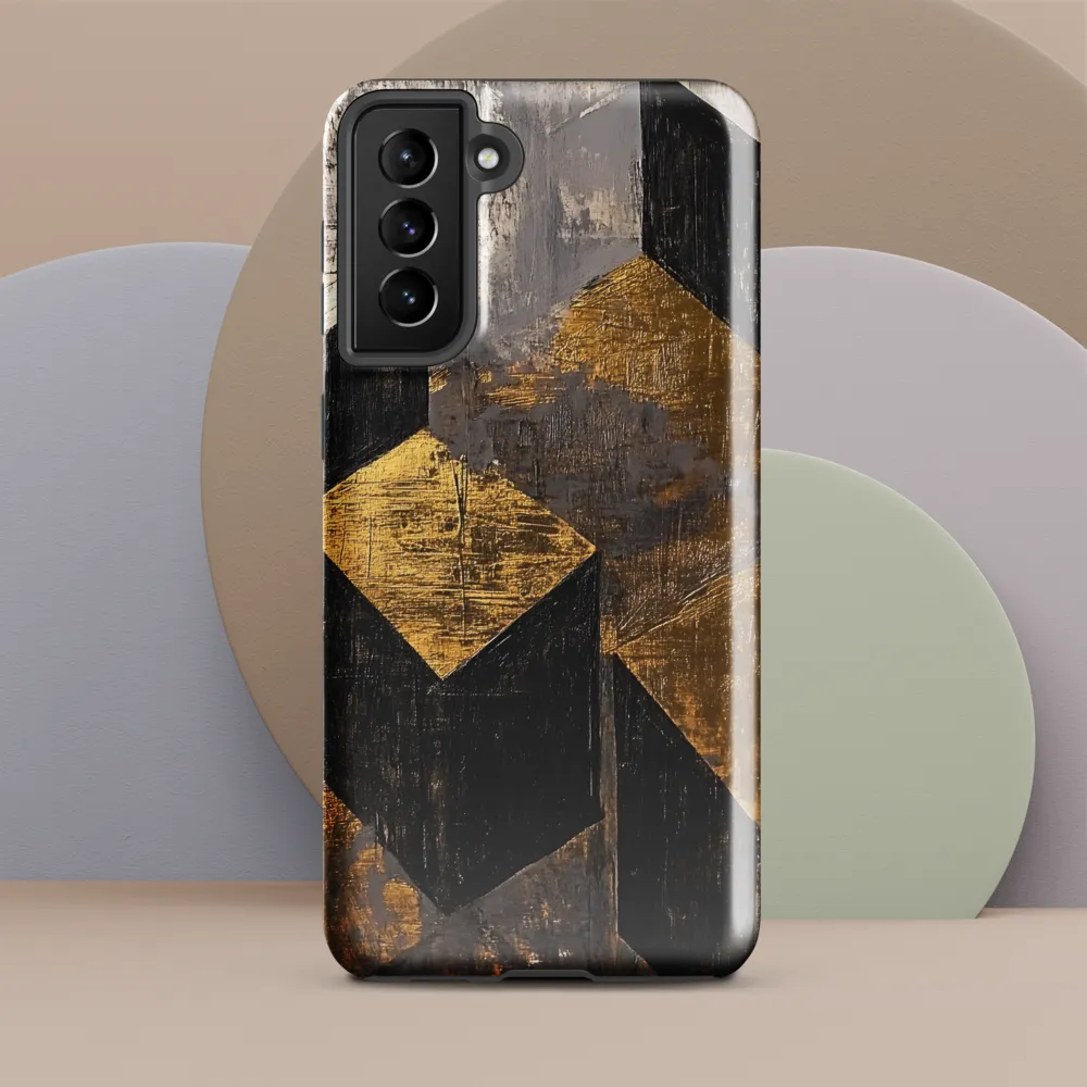 Geometric Harmony in Gold and Black | Phone Case |  S21 Plus | Tough Case | Glossy