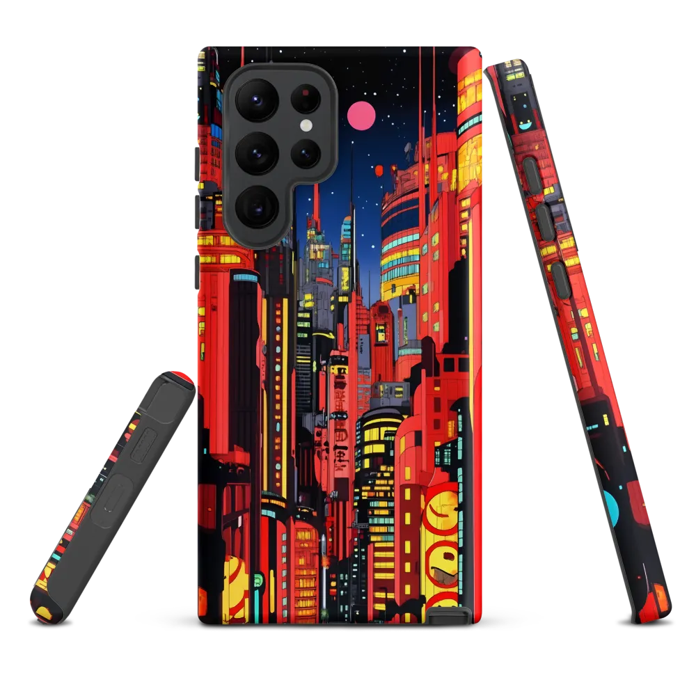 Neon Dreams: A Cyberpunk Cityscape | Phone Case |  S22 Ultra | Tough Case | Matte
