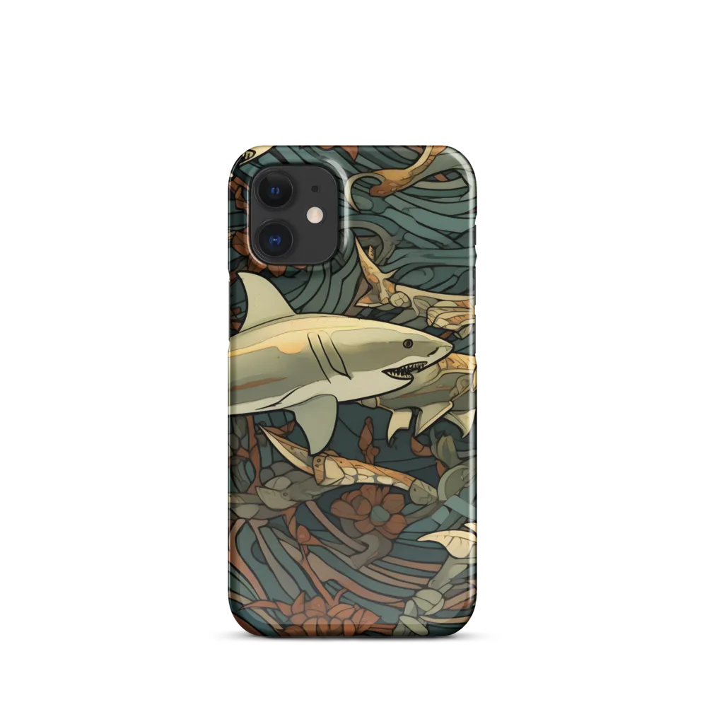 Dynamic Harmony of Sharks and Flora | Phone Case |  12 Mini | Snap Case | Glossy