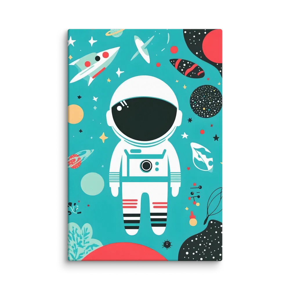 Whimsical Astronaut in Cosmic Wonderland | Canvas | 32″×48″