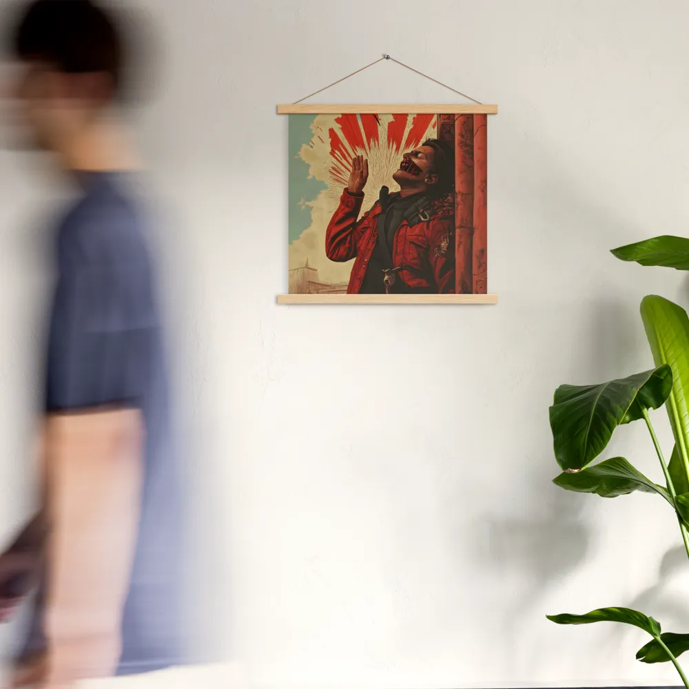 Defiant Echoes of Ruin | Poster With Oak Wood Hanger | 18″×18″