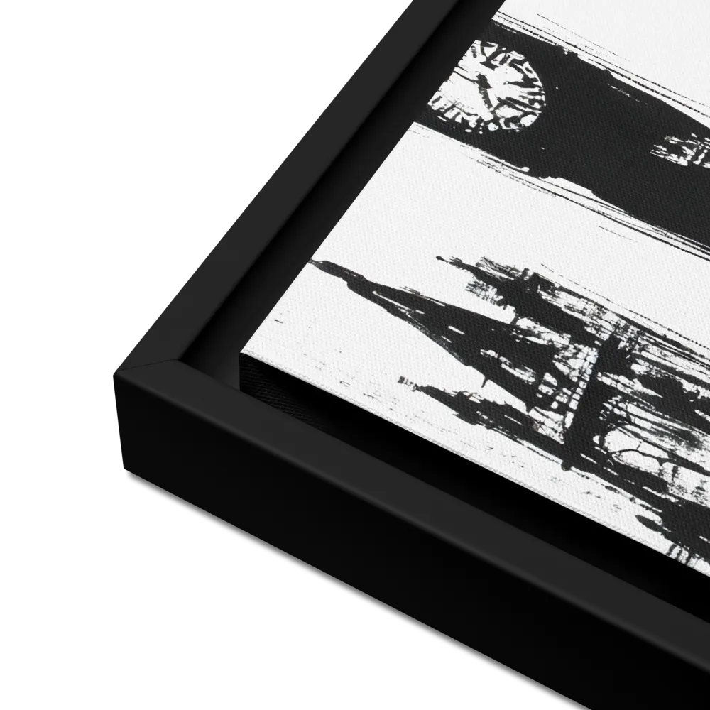 Clock Tower in Motion | Canvas with Black Frame | 12″×16″