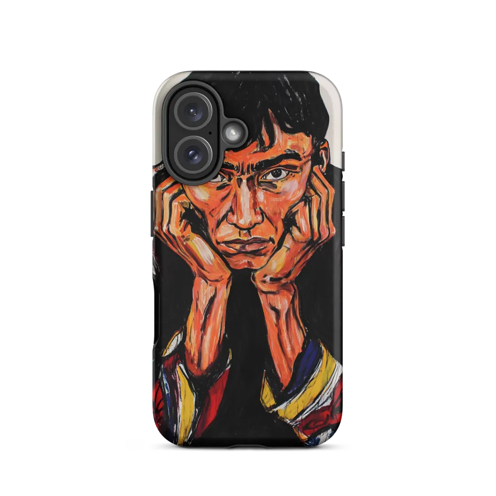 Contemplative Intensity: An Expressionist Portrait | Phone Case |  16 | Tough Case | Matte