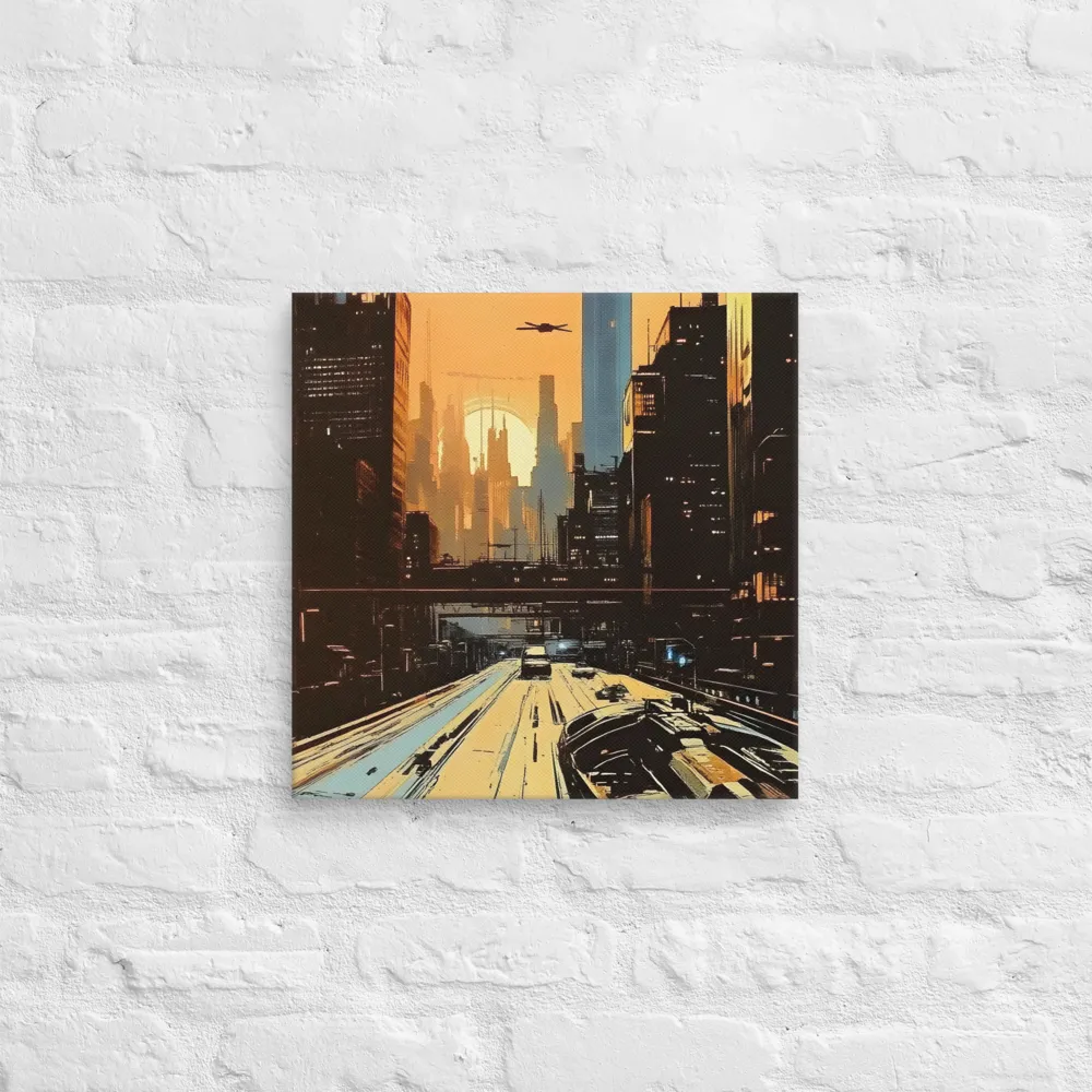 Metro Nexus: A Futuristic Cityscape | Canvas | 16″×16″