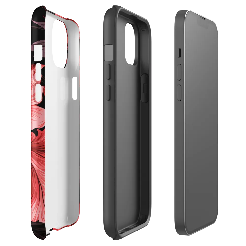 Tropical Elegance in Red | Phone Case |  14 Plus | Tough Case | Glossy