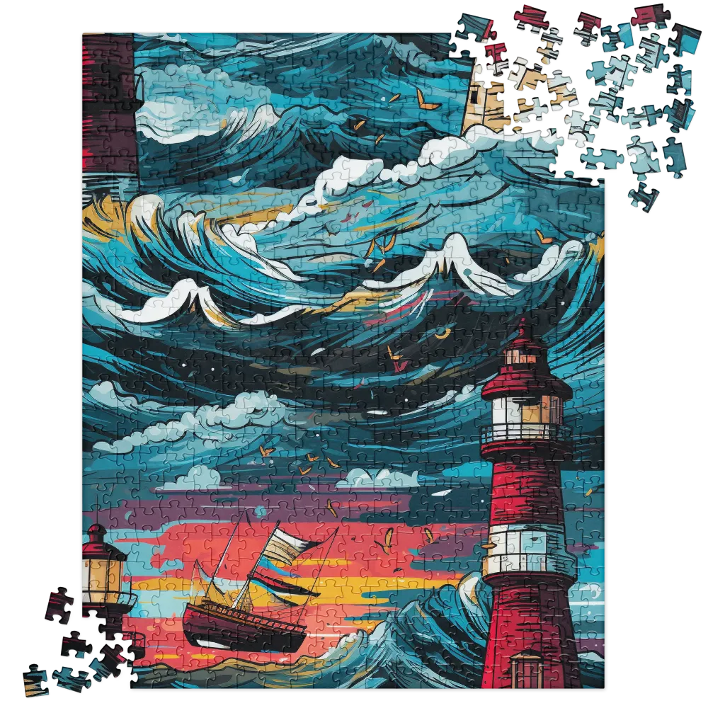 Turbulent Seas: A Lighthouse Adventure | Jigsaw Puzzle | 520 pieces