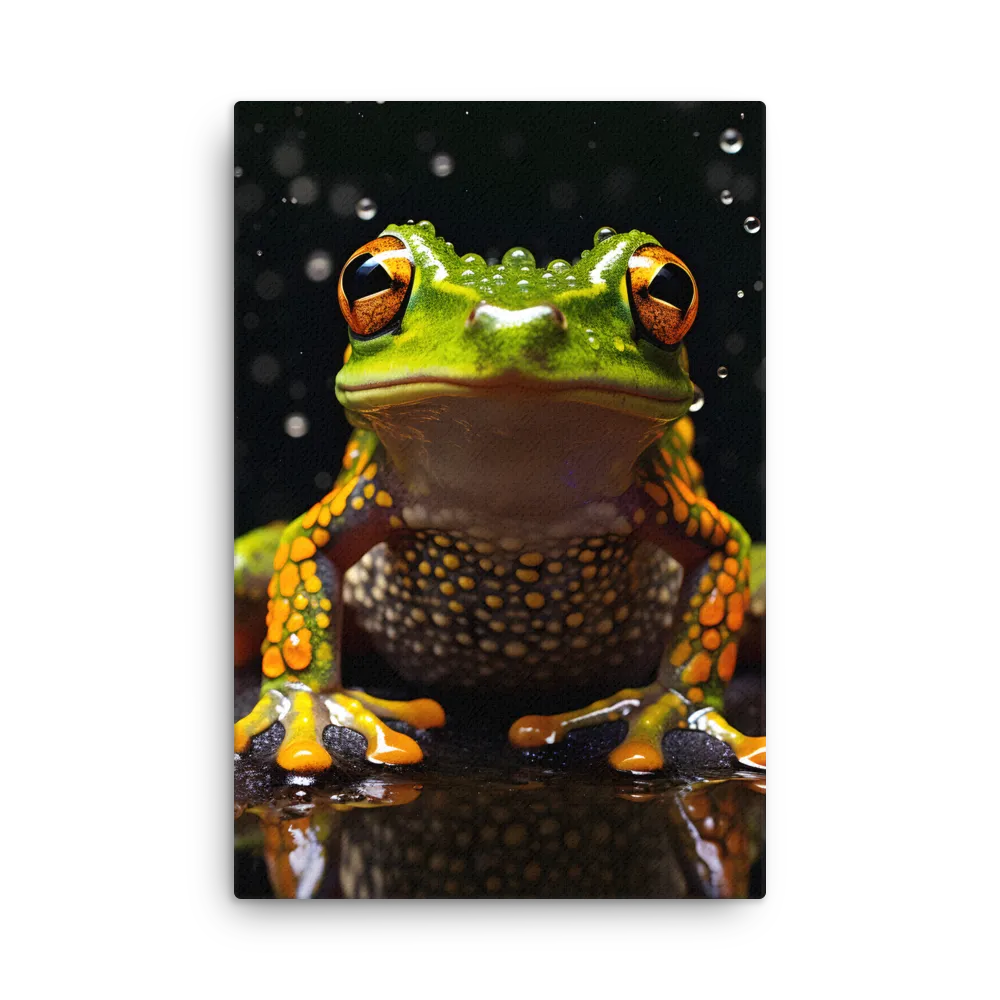 Emerald Elegance: The Frog in Focus | Thin Canvas | 24″×36″