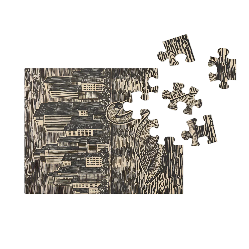 Swan and Skyline 
 Jigsaw Puzzle in Tin Box