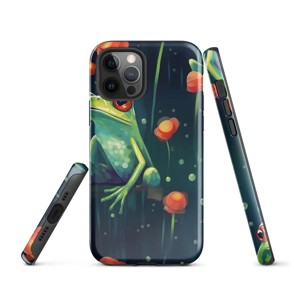 Playful Frogs in a Lush Pond | Phone Case |  12 Pro | Tough Case | Glossy