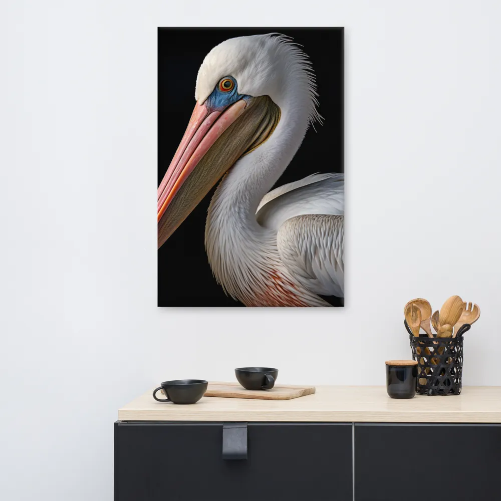 Elegance in White: The Pelican | Canvas | 24″×36″