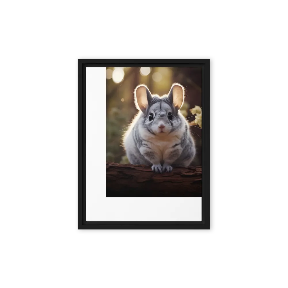 Curious Chinchilla in the Forest | Canvas with Black Frame | 12″×16″