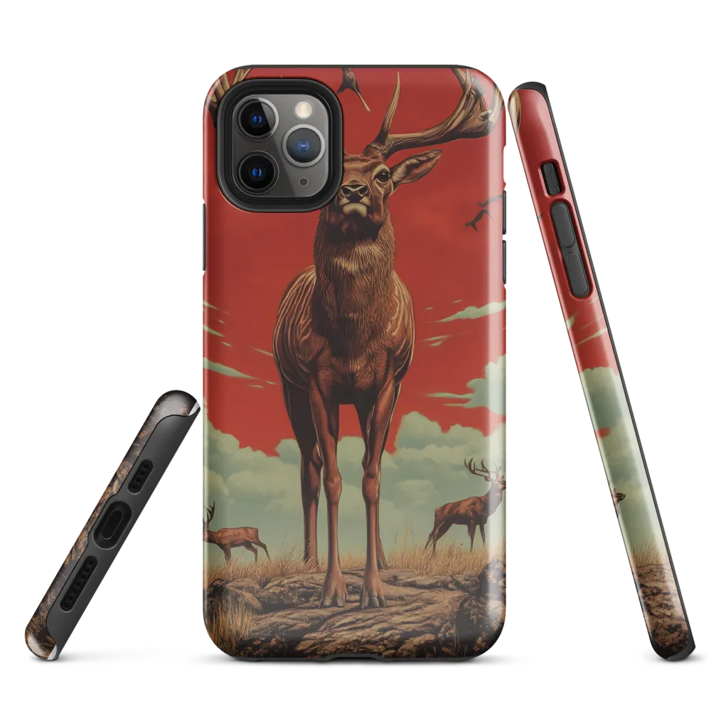 Majesty in Red: The Stalwart Stag | Phone Case |  11 Pro Max | Tough Case | Glossy