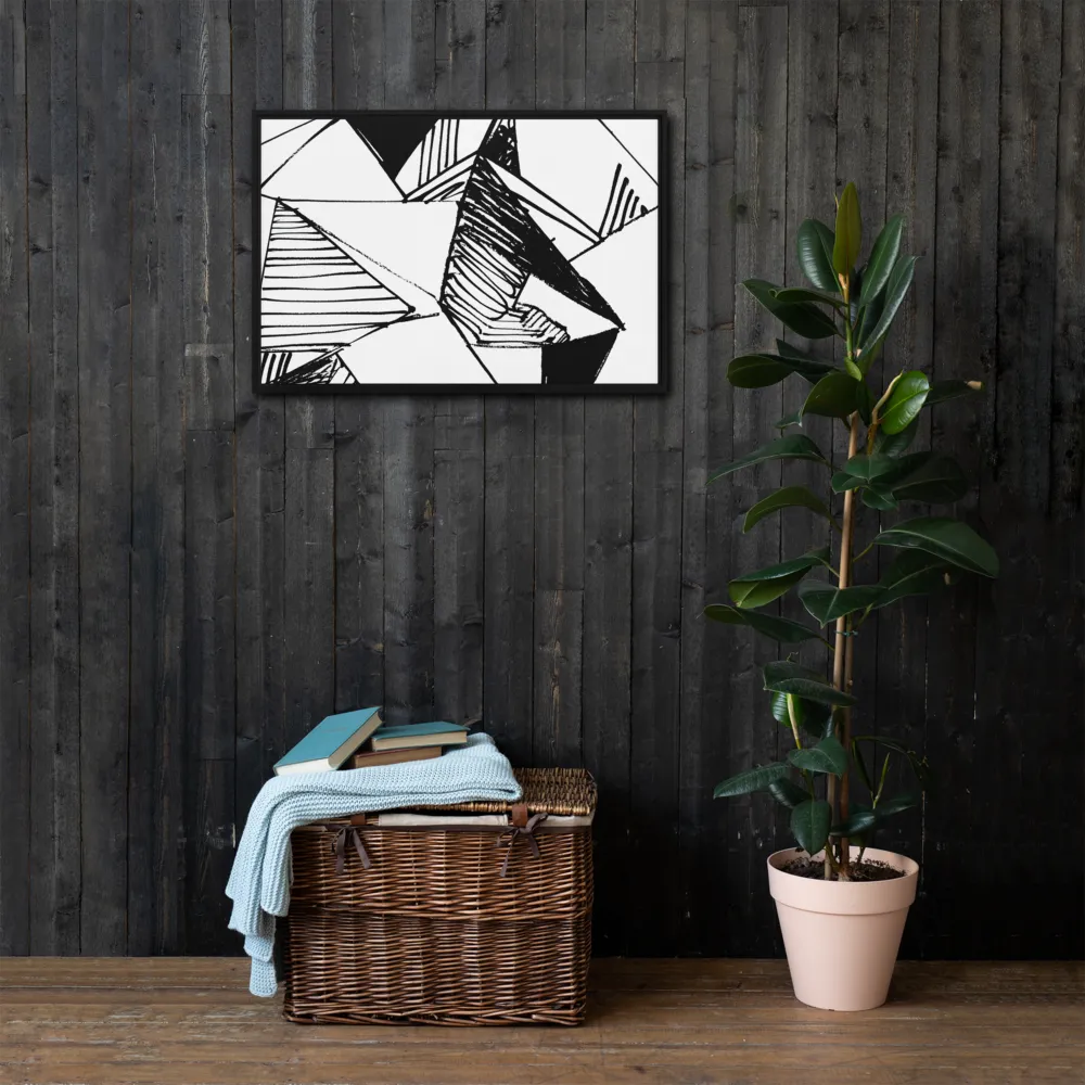 Dynamic Geometry in Ink | Canvas with Black Frame | 20″×30″
