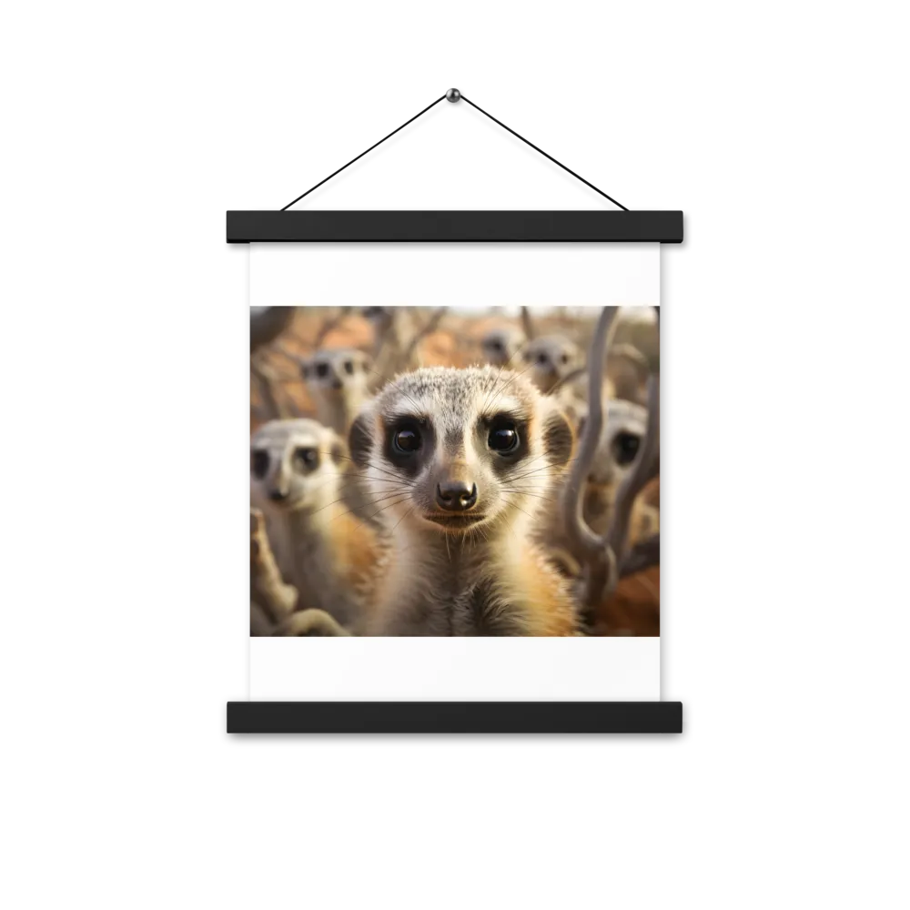 Curious Meerkats in Community | Poster With Black Wood Hanger | 11″×14″