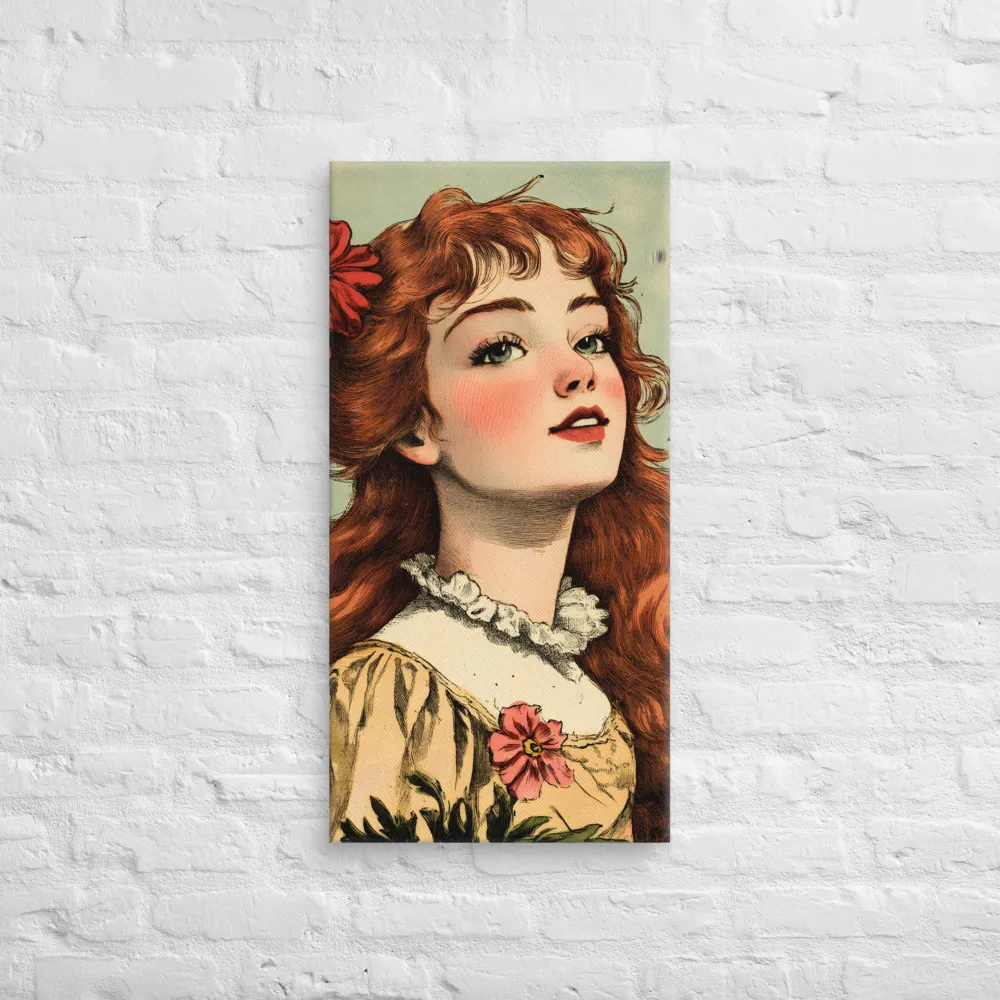 Whimsical Portrait of a Flower-Adorned Girl | Canvas | 16″×32″