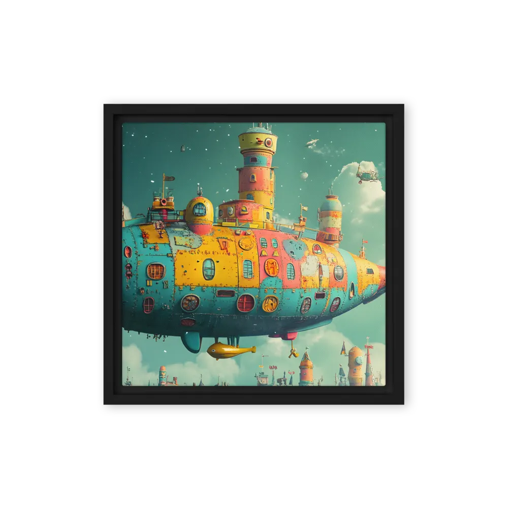 Submerged Dreams: A Whimsical Voyage | Canvas with Black Frame | 12″×12″