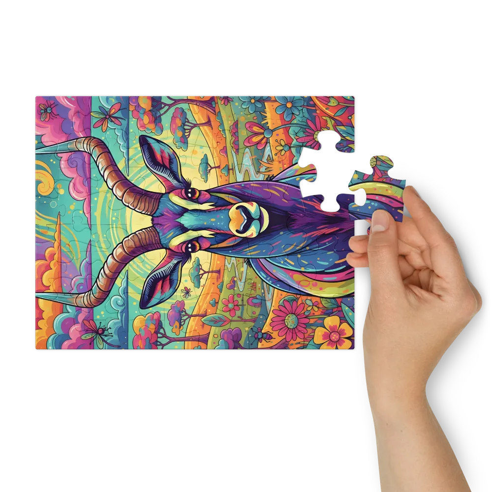 Prismatic Antelope 
 Jigsaw Puzzle in Tin Box