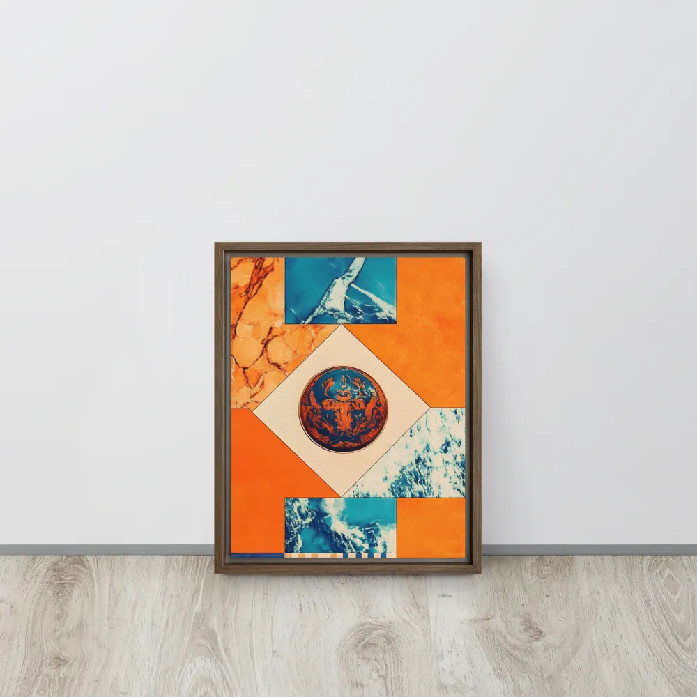 Harmonious Encounters: Abstract Geometry | Canvas with Brown Frame | 11″×14″