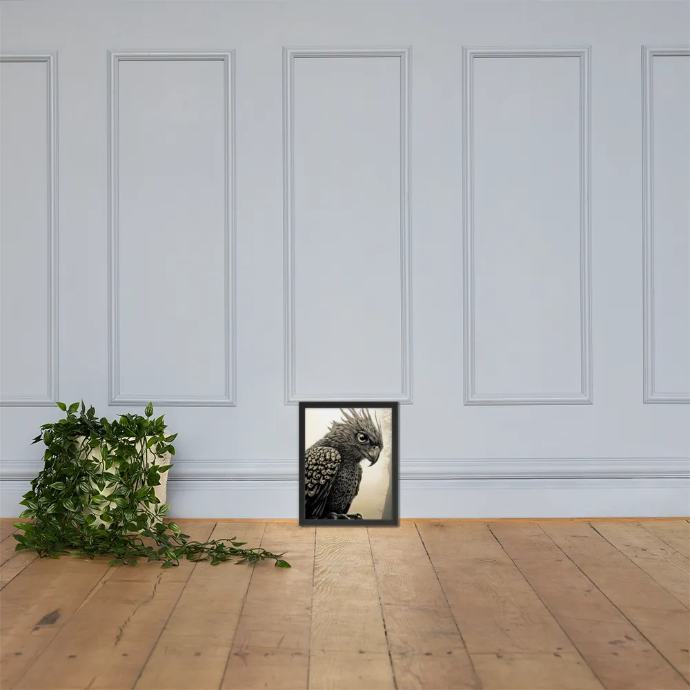 Majestic Owl in Detail | Poster with Black Frame | 11″×14″