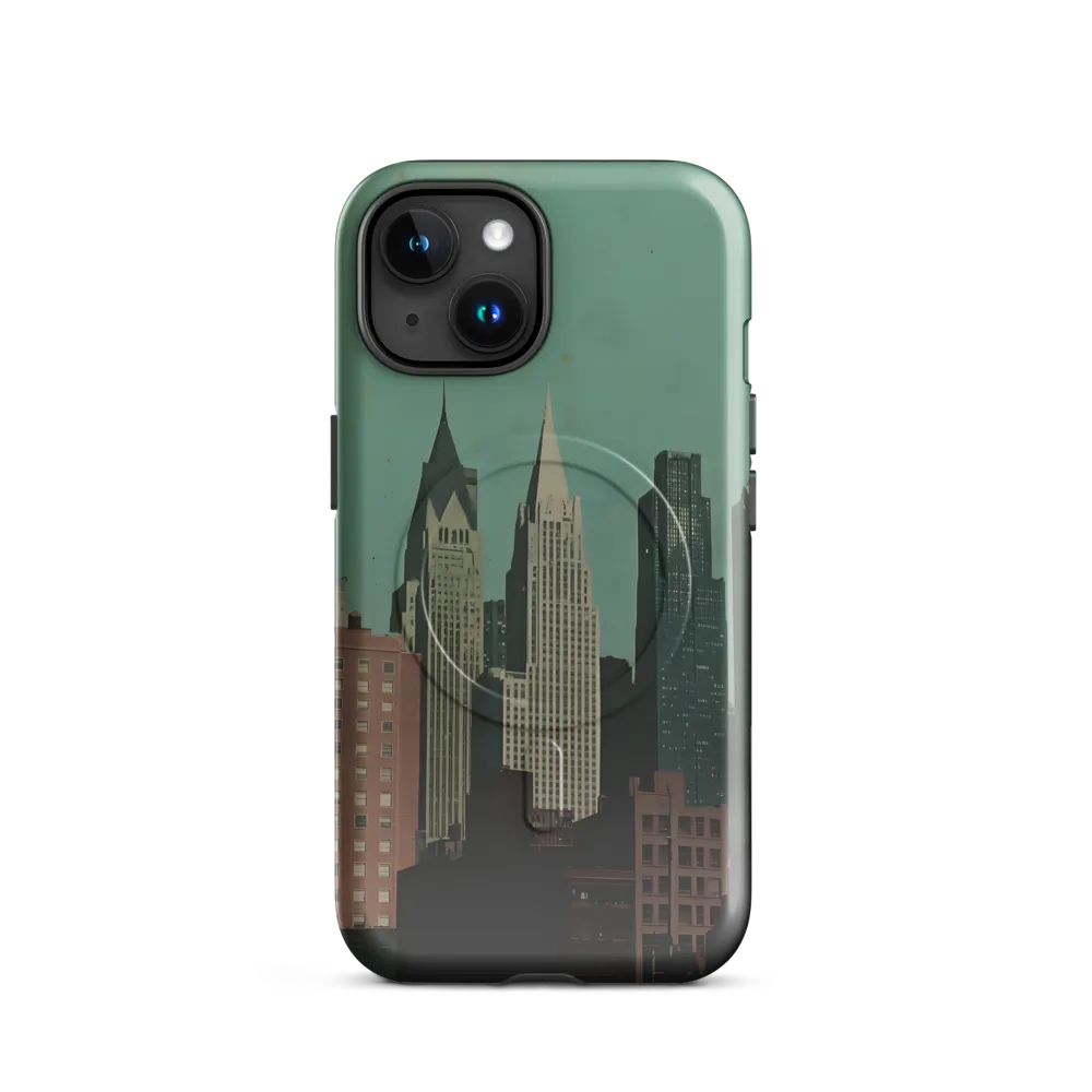 Urban Nostalgia: A Retro Cityscape | Phone Case |  15 | MagSafe® Tough Case | Glossy