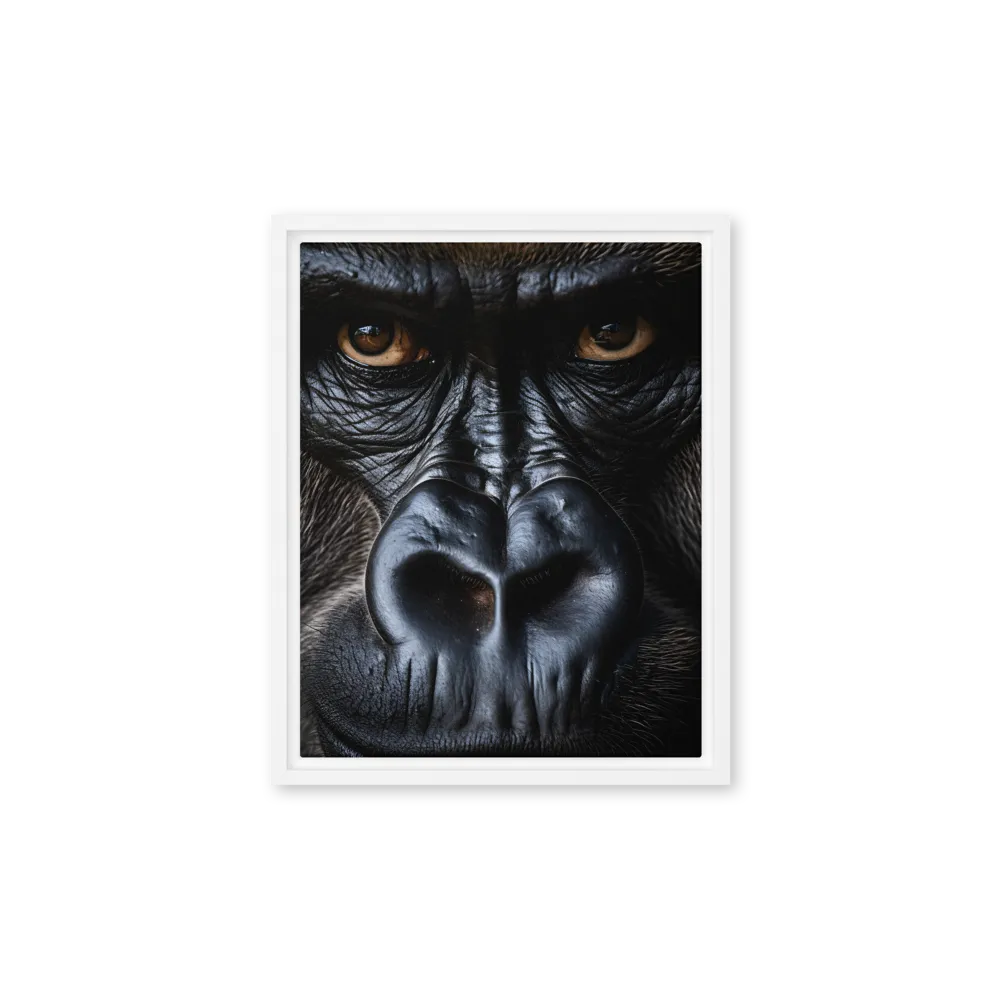 Gaze of the Wild: A Gorilla's Portrait | Canvas with White Frame | 11″×14″