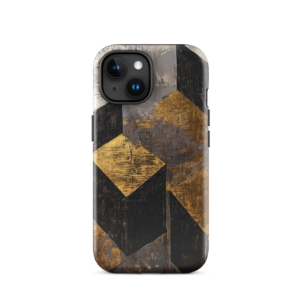 Geometric Harmony in Gold and Black | Phone Case |  15 | Tough Case | Glossy