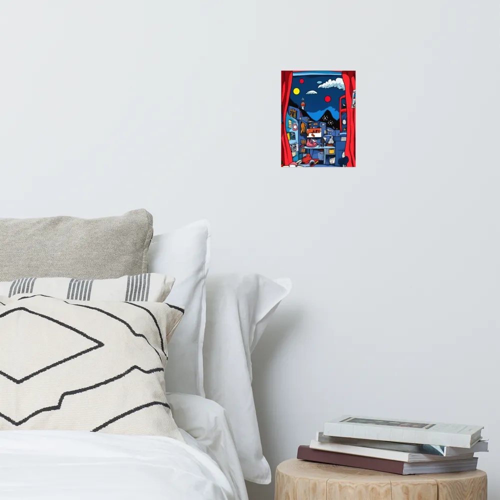 Whimsical Cityscape at Night | Poster | 8″×10″