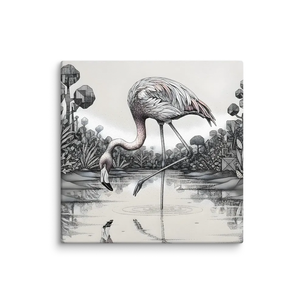 Flamingo at the Pond 
 Canvas | 24″x 24″
