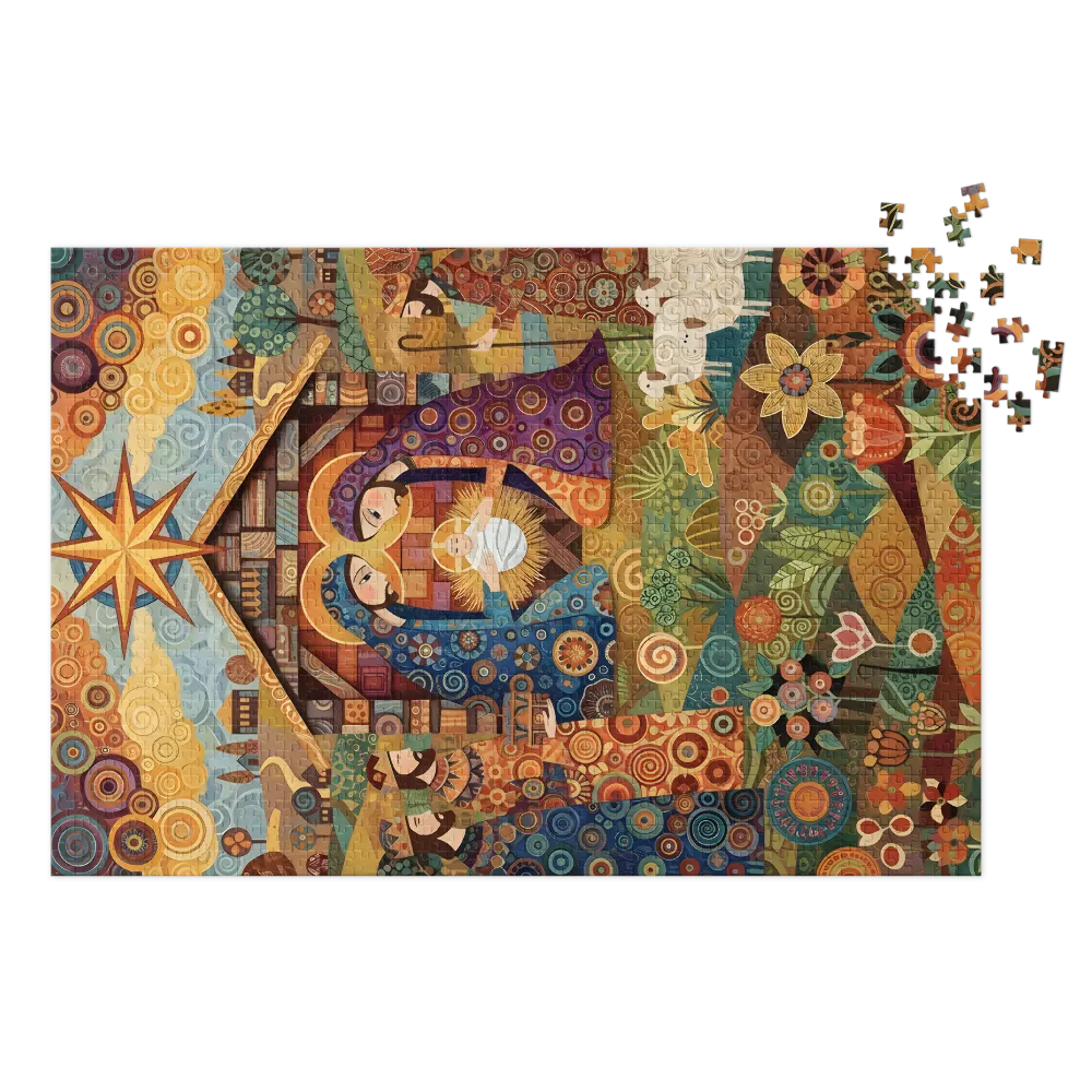Colorful Nativity Scene 
 Jigsaw Puzzle in Tin Box