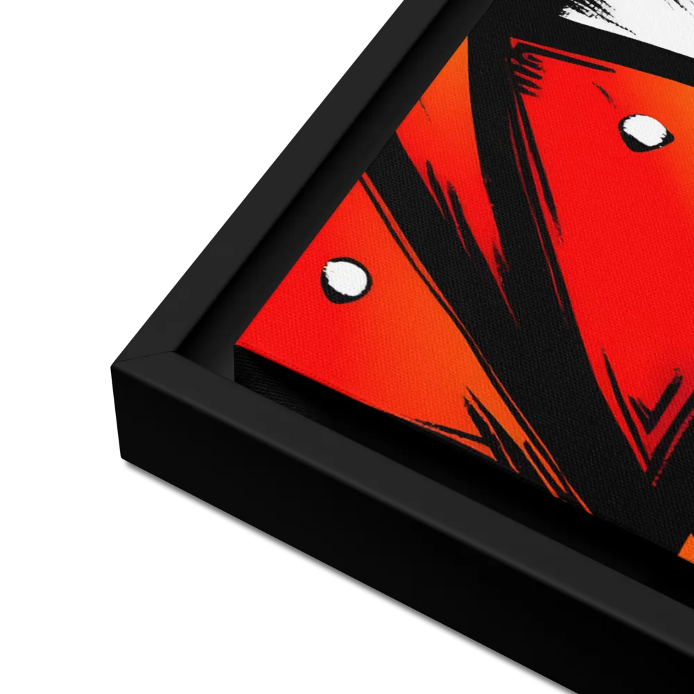Dynamic Geometry of Red and Orange | Canvas with Black Frame | 18″×24″
